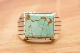 Native American Jewelry Genuine Number 8 Mine Turquoise Ring